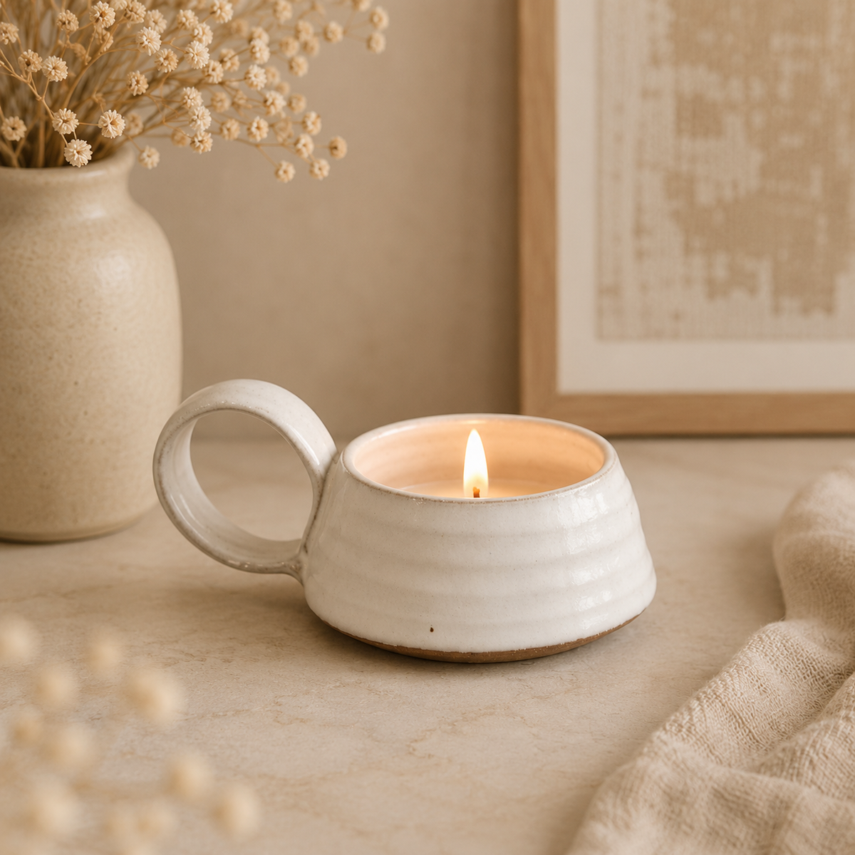 Off White Tea Lite Candle